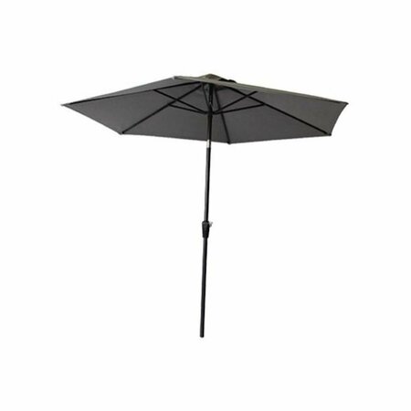WOODARD 9 ft. Round Sling Fabric Campton Hills Market Umbrella; Gray & Brown 270347